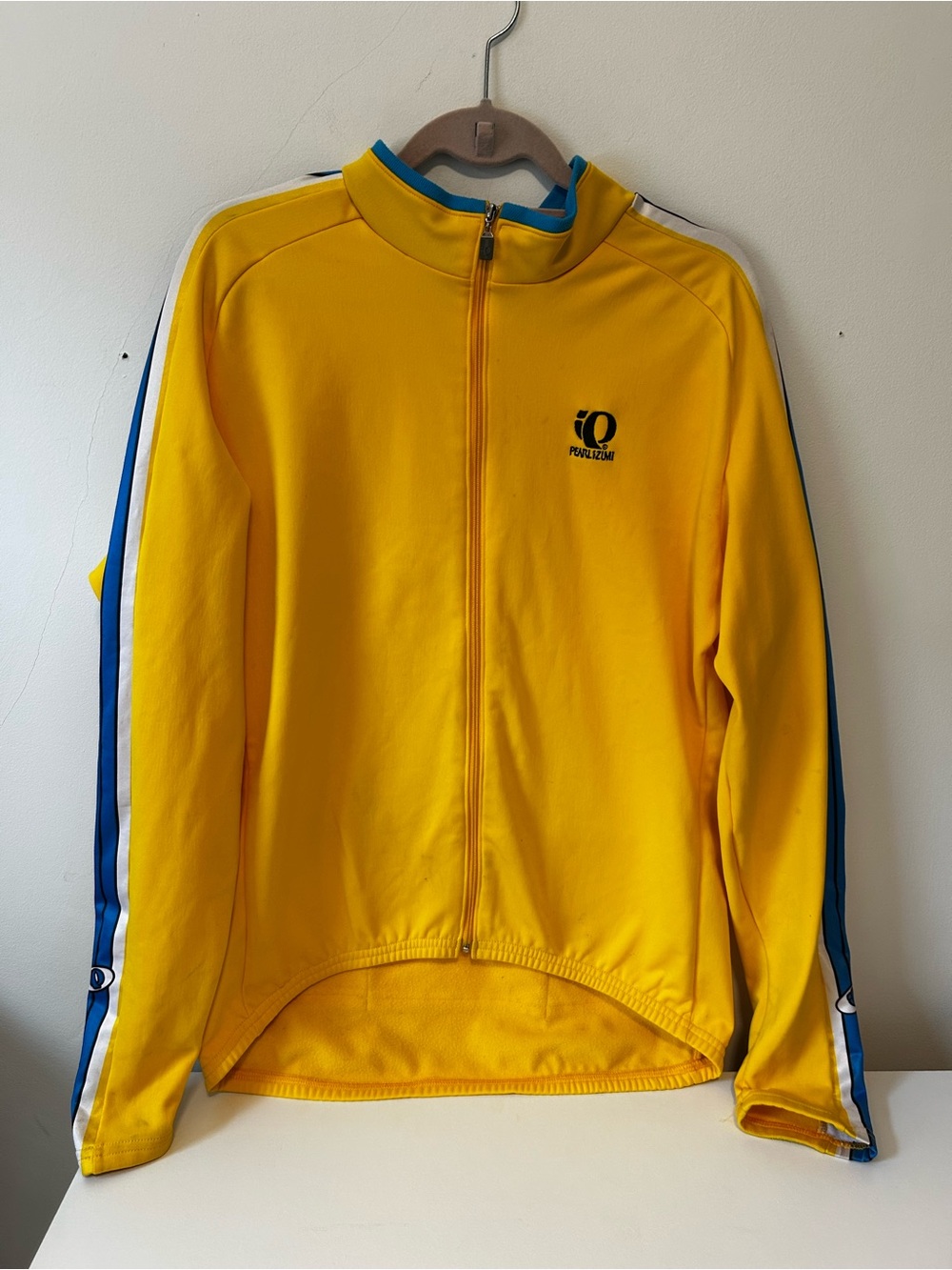 Pearl Izumi Yellow Cycling Jacket with Blue Stripe Details